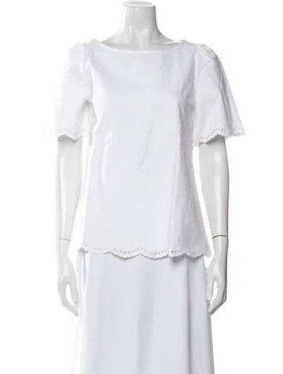 Pre-owned Apc Bateau Neckline Short Sleeve Blouse In White