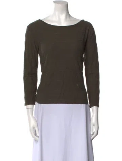 Pre-owned A.p.c. Bateau Neckline Three-quarter Sleeve Top In Green