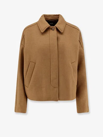 Apc Becca Wool Blend Jacket In Brown