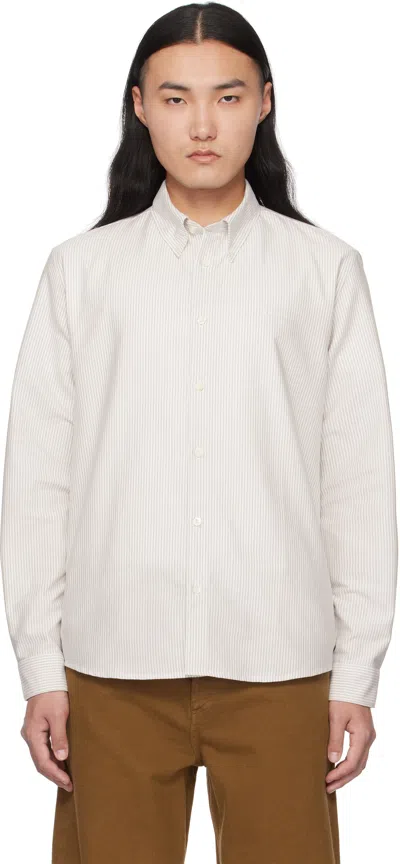 Apc Beige & White Greg Shirt In Baa Beige