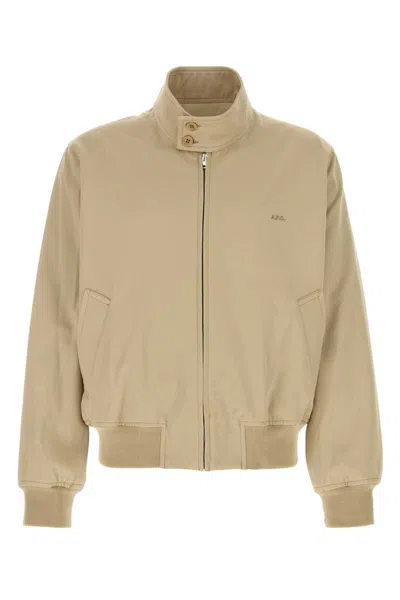 Apc Beige Cotton Jacket In Brown