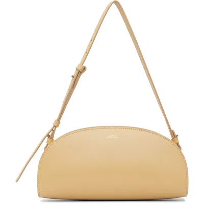 A.p.c. Beige Demi-lune Shoulder Bag In Brown