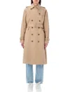 Apc A.p.c. Greta Double-breasted Trench Coat In Beige