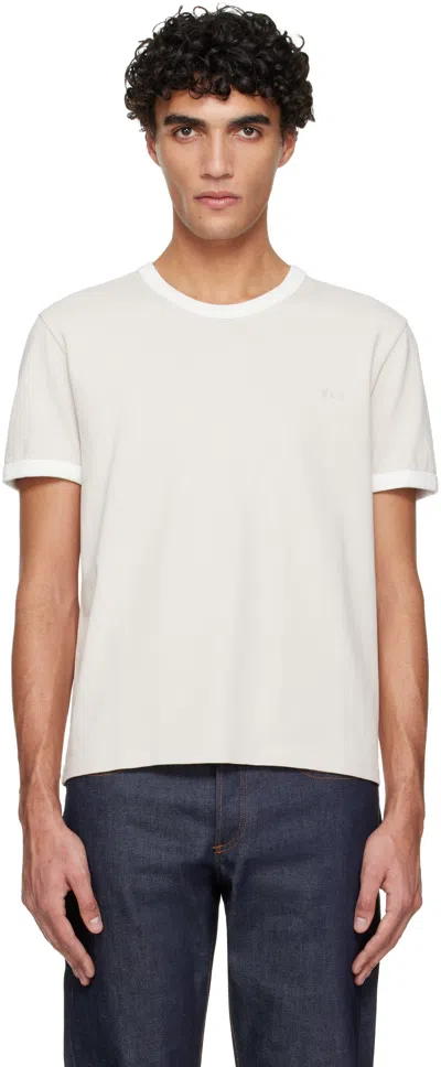 Apc Beige Embroidered Logo T-shirt In Neutral