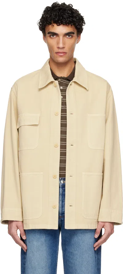 Apc Beige Embroidered Overshirt In Neutral