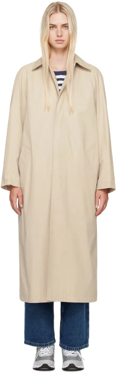 Apc Beige Gaia Trench Coat In Aae Mastic