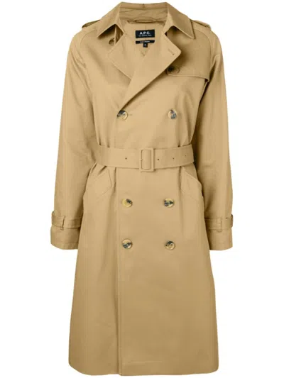 Apc Beige Greta Trench Coat In Nude