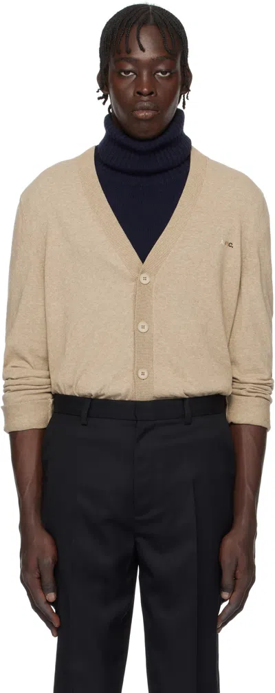Apc Beige Jamie Cardigan In Pbc Heathered Beige