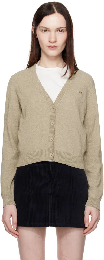 Apc Beige Josephine Cardigan In Pbc Heathered Beige