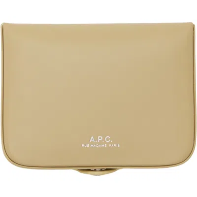 A.p.c. Beige Josh Coin Pouch In Brown