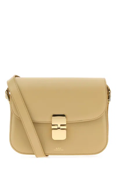 A.p.c. Beige Leather Small Grace Crossbody Bag In Brown