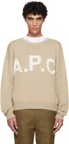 Apc Beige Logo 'a.p.c.' Sweater In Neutral