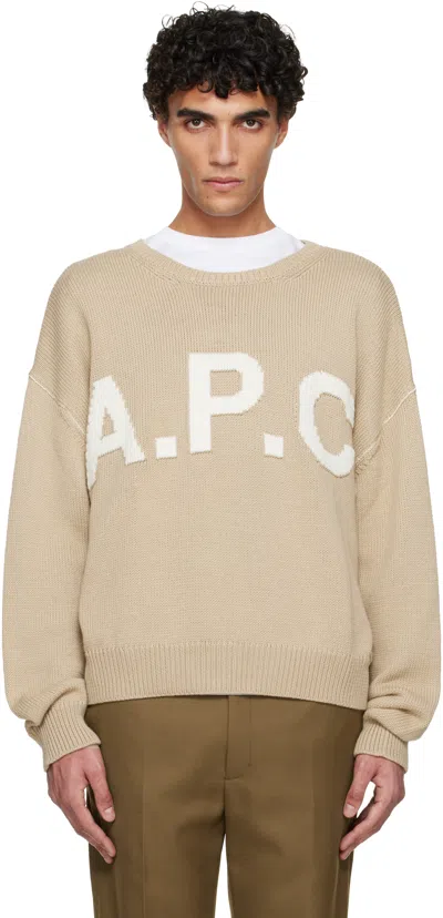 Apc Beige Logo 'a.p.c.' Sweater In Neutral