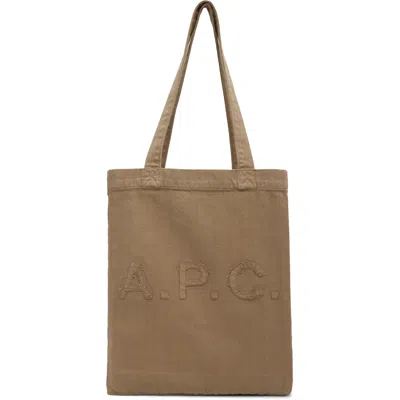 A.p.c. Beige Lou Tote In Bac Dark Beige