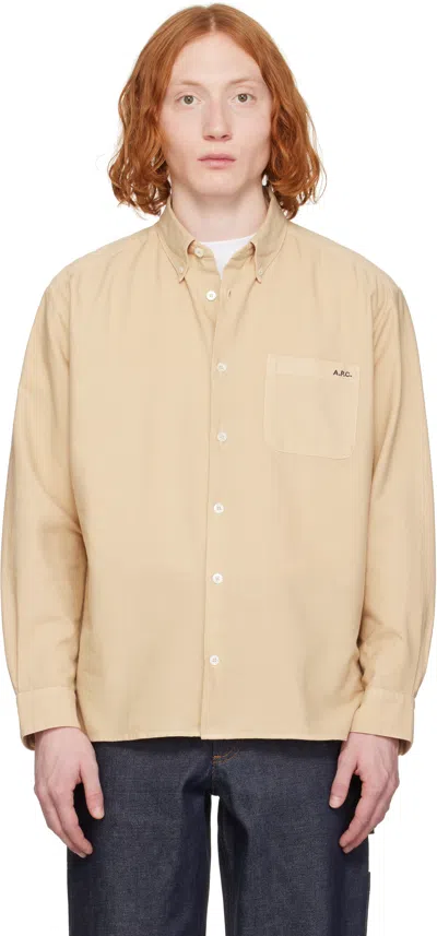 Apc Beige Mateo Logo Shirt In Baa Beige