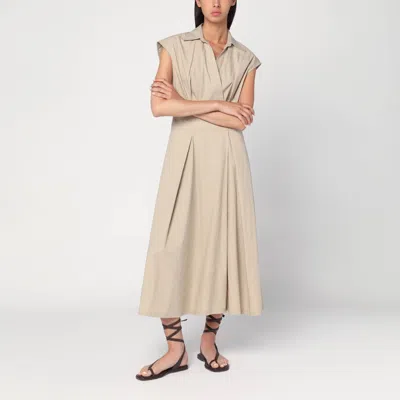 Apc A.p.c. Beige Midi Dress In Cotton