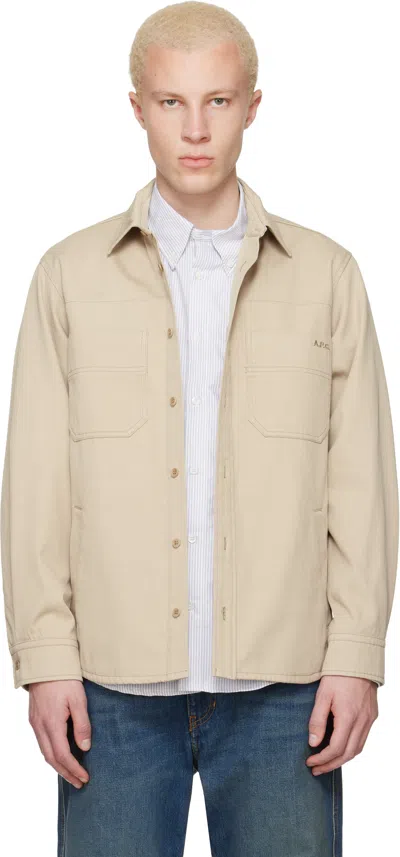 A.p.c. Logo-embroidered Shirt Jacket In Neutral