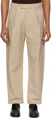 Apc Renato Tapered Pleated Cotton Trousers In Baa Beige