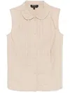 Apc Sleeveless Cotton Shirt With Peter Pan Collar In Brown
