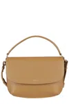 Apc A.p.c. Beige Smooth Leather Shoulder Bag In Brown