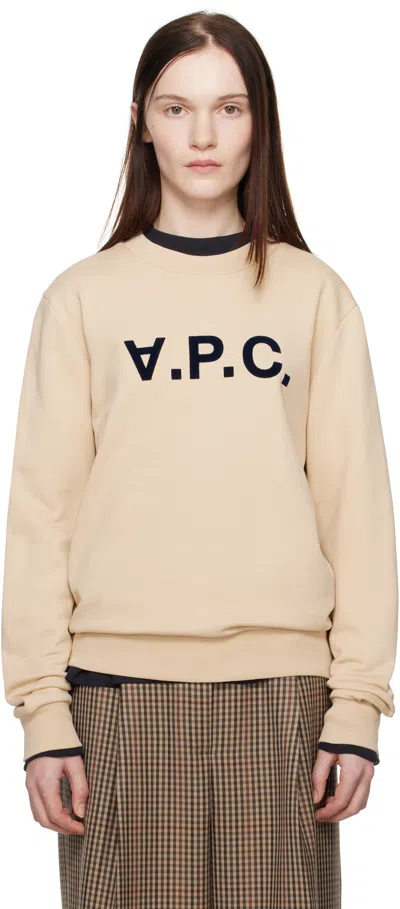 Apc Beige Standard Grand 'vpc' Sweatshirt In Beige / Dark Navy