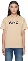Apc T-shirt A.p.c. Men Color Beige In Beige / Dark Navy