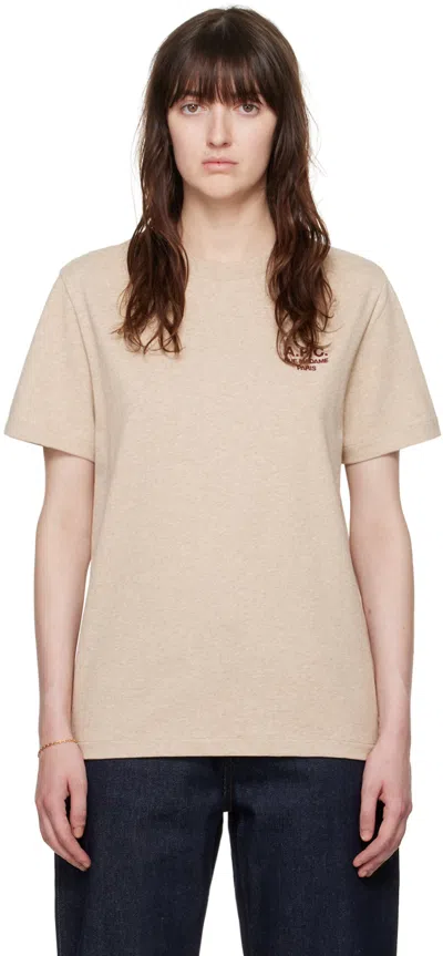 Apc Beige Standard 'rue Madame' T-shirt In Beige Chine / Brique