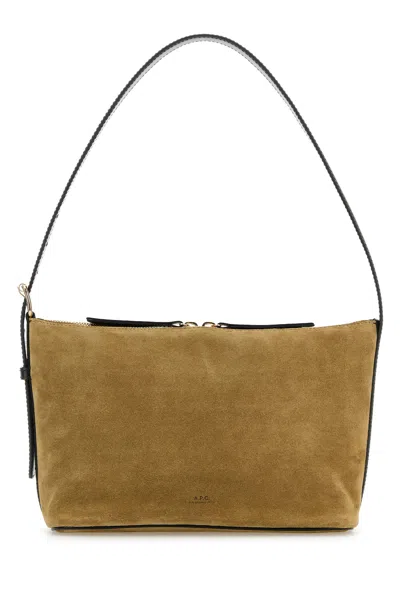 Apc A.p.c. Beige Suede Vera Shoulder Bag In Brown