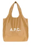 Apc A.p.c. Beige Synthetic Leather Ninon Shopping Bag In Brown