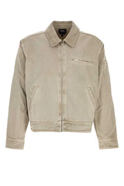 A.p.c. Beige Textured Shirt Collar Jacket In Neutral