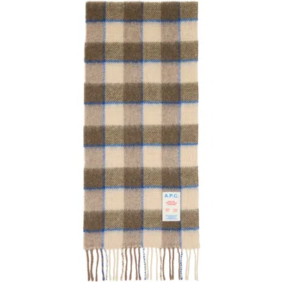 A.p.c. Beige Wool Blend Scarf In Blc Beige Fonce/marr