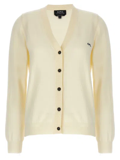 Apc Beige Bella Logo Cardigan