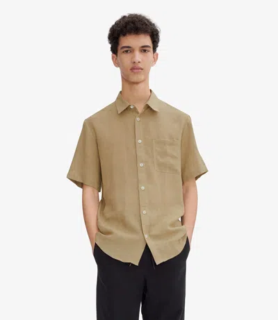 Apc Bellini Logo Short-sleeve Shirt Xl Bac In Bac - Dark Beige