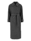 Apc Wool Coat With Belted Waist And Double-breasted Design In Gray