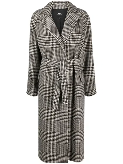 Apc Wool-blend Belted Coat In Grey
