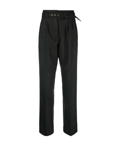 Apc Belted Wool-blend Trousers In Black