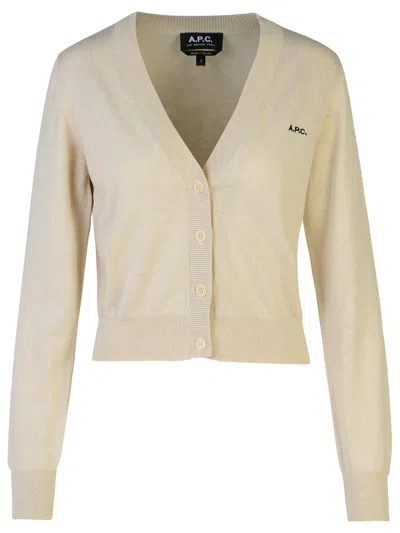 Apc Berenice Beige Cotton Cardigan In Neutrals