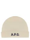 Apc A.p.c. Berretto In Lana Con Logo In Neutral