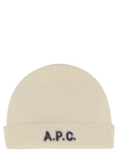 Apc A.p.c. Berretto In Lana Con Logo Unisex In Neutral