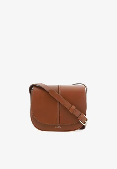 Apc Betty Calf Leather Crossbody Bag In Brown