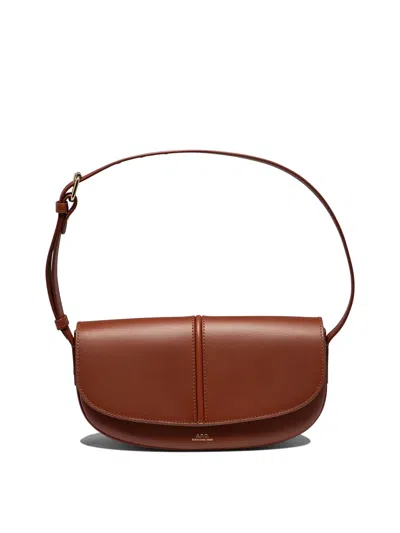 Apc Brown Leather Shoulder Bag For Women
