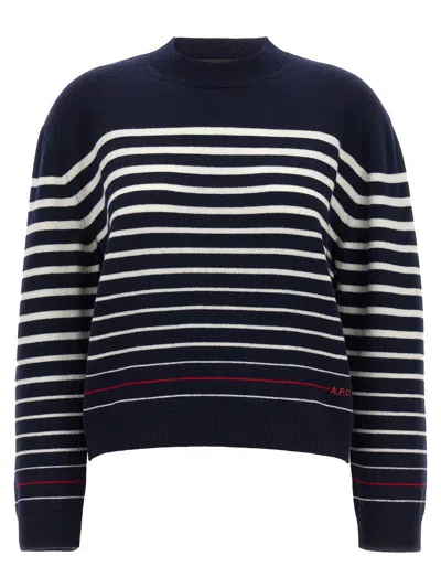 Apc A.p.c. 'billie' Navy Wool Sweater In Blue