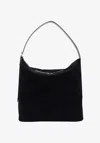 Apc Square Shoulder Bag In Dark Navy Blue Corduroy Suede And Smooth Leather. In Black