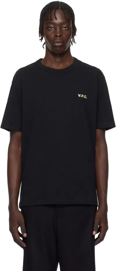 Apc Black Boxy Petit 'vpc' T-shirt In Tzf Black/beige