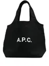 Apc A.p.c. Black Canvas Ninon Shopping Bag In Black