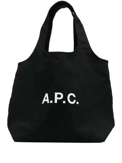 Apc A.p.c. Black Canvas Ninon Shopping Bag