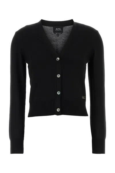 Apc Cotton Cardigan Featuring Ribbed Cuffs Hem In Black