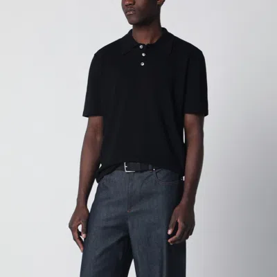 Apc A.p.c. Black Cotton Knit Polo Shirt Men