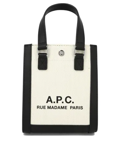 Apc Black Cotton Linen Men's Tote Handbag For Ss24 In White