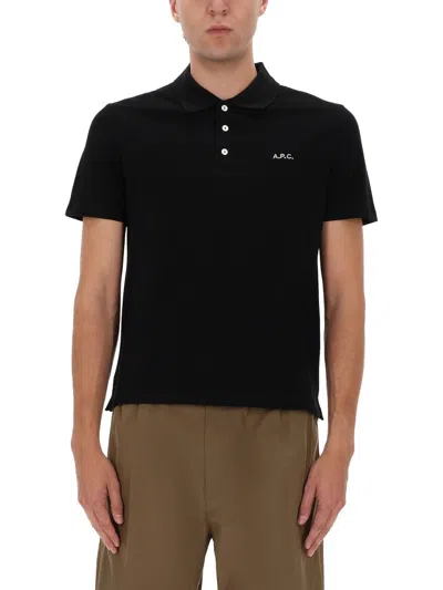 A.p.c. Black Cotton Polo Shirt